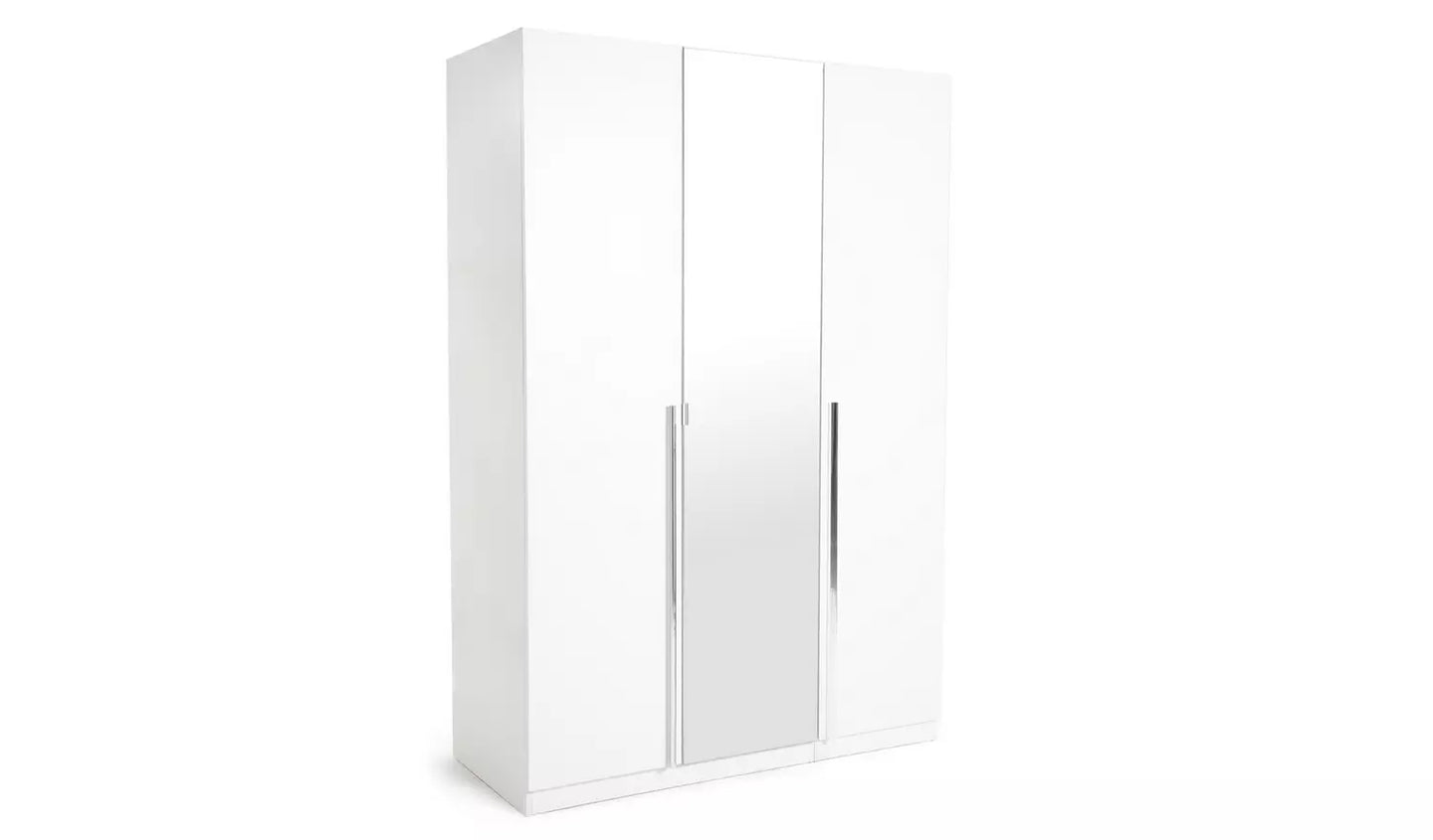 Habitat Munich 3 Door Mirror Wardrobe - White